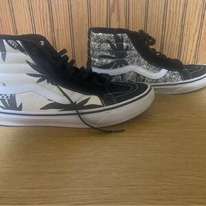Vans PopCush High-Tops Black and Cream Palm